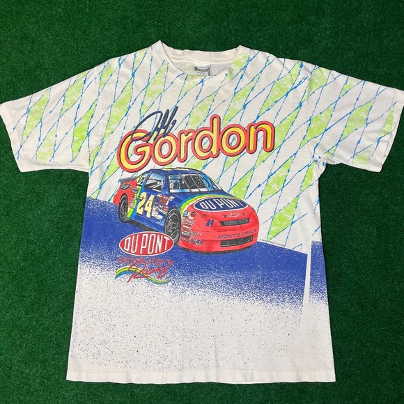 Other - Vintage 90s RARE Jeff Gordon AOP NASCAR Single Sitch Large Baggy Skater Tshirt